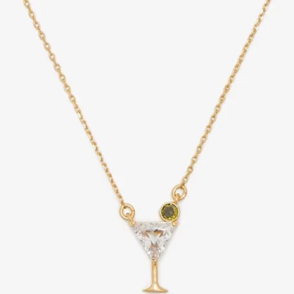 Authentic New with card Kate spade Gold-tone Martini Pendant Necklace